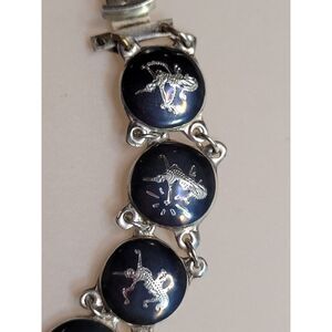 Siam Sterling Silver Niello Link Holloware Bracelet